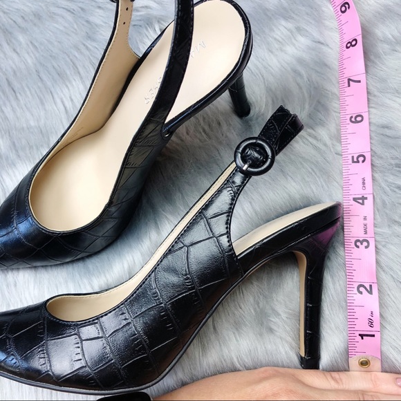 New Marc Fisher Black Croc Print Slingback Heels - Picture 10 of 10